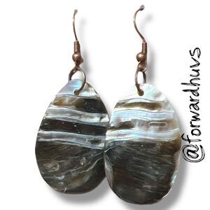 Hand Crafted Shell Earrings – Carved Front & Iridescent Back